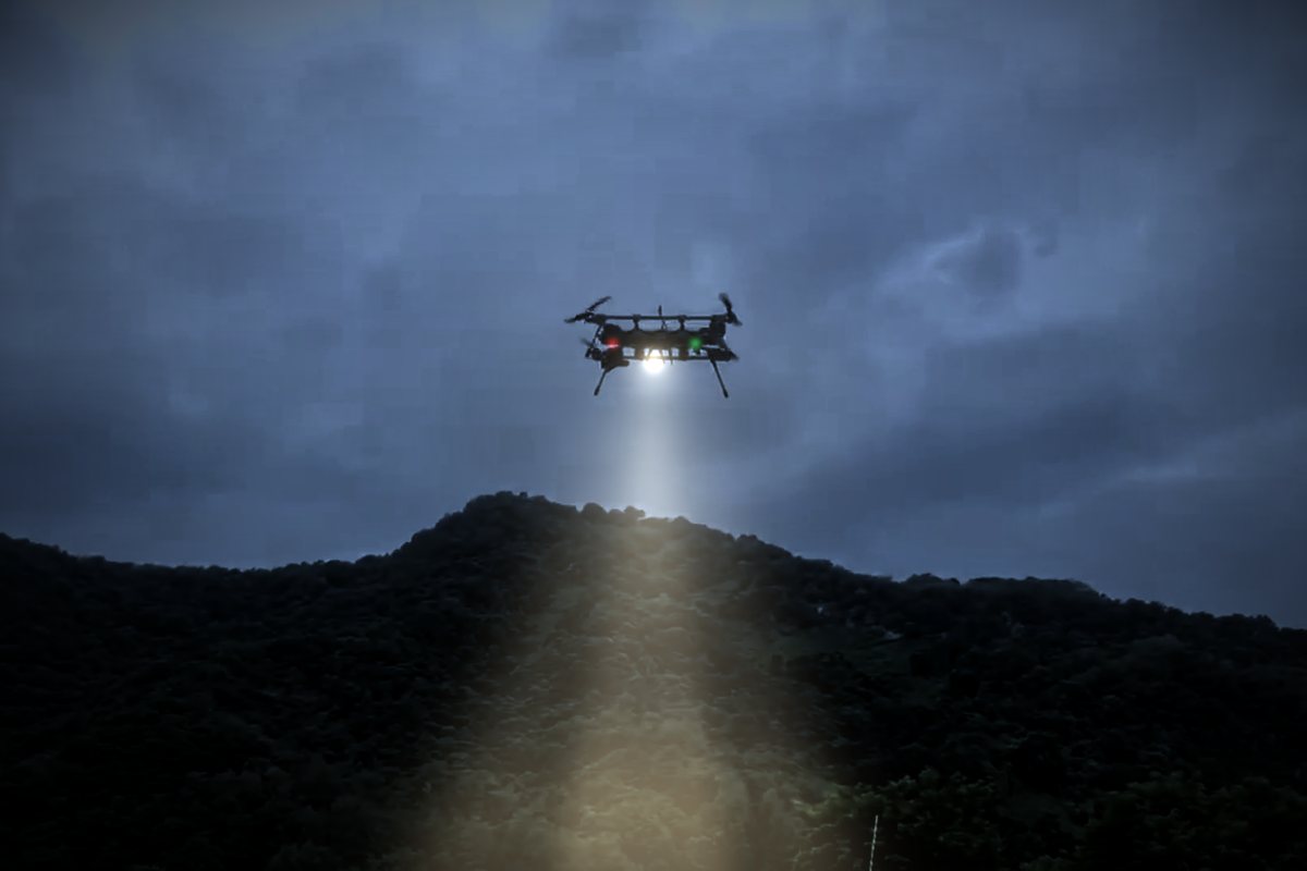 BONE aircraft over a ridgeline during a C-UAS and ISR flight test